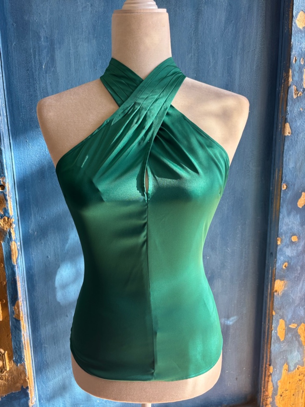 Emerald Green Satin Halter Top